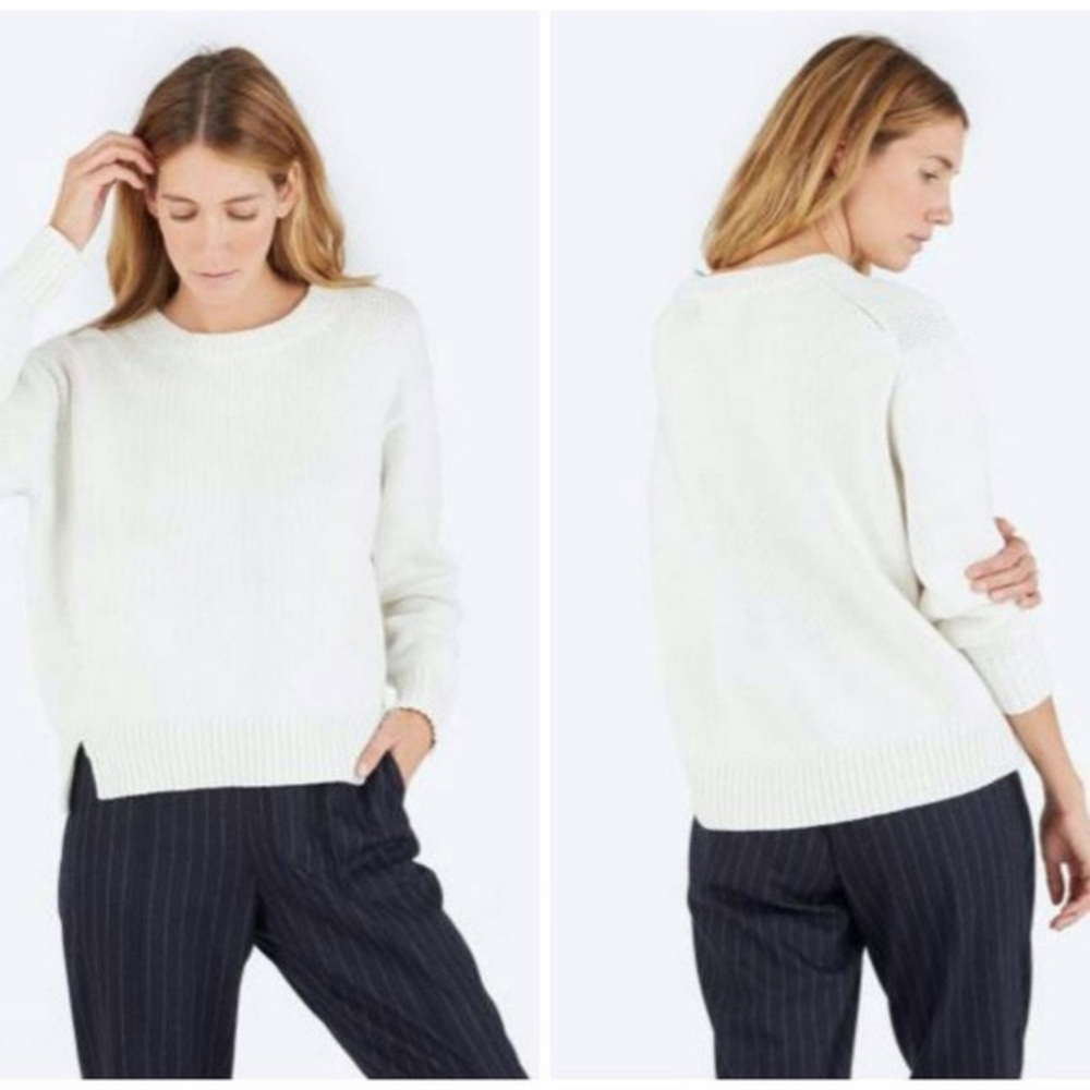Everlane White Cotton Crew Neck Pullover Sweater Size small